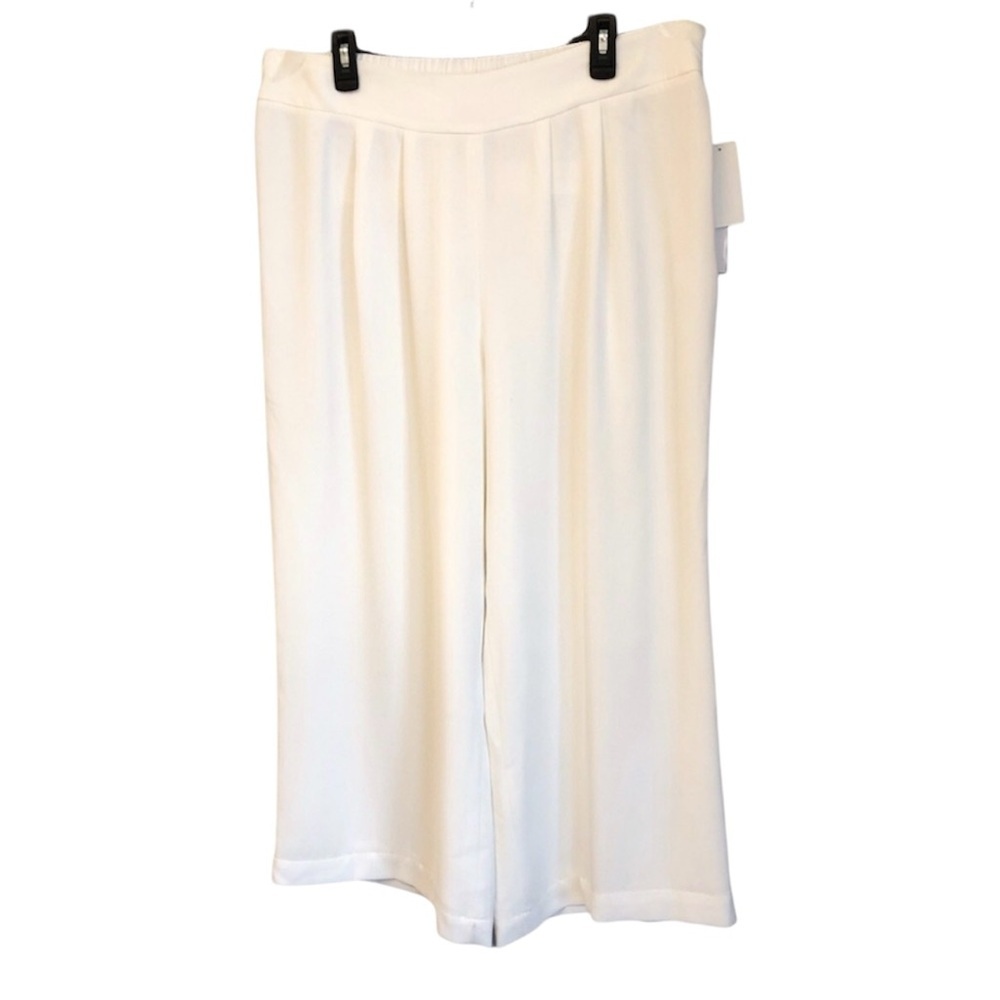 Women's White Wide Leg Trouser Pants